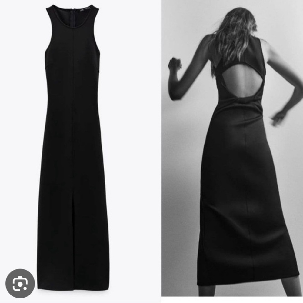 Zara Open Twist Back Neoprene Scuba Maxi Dress